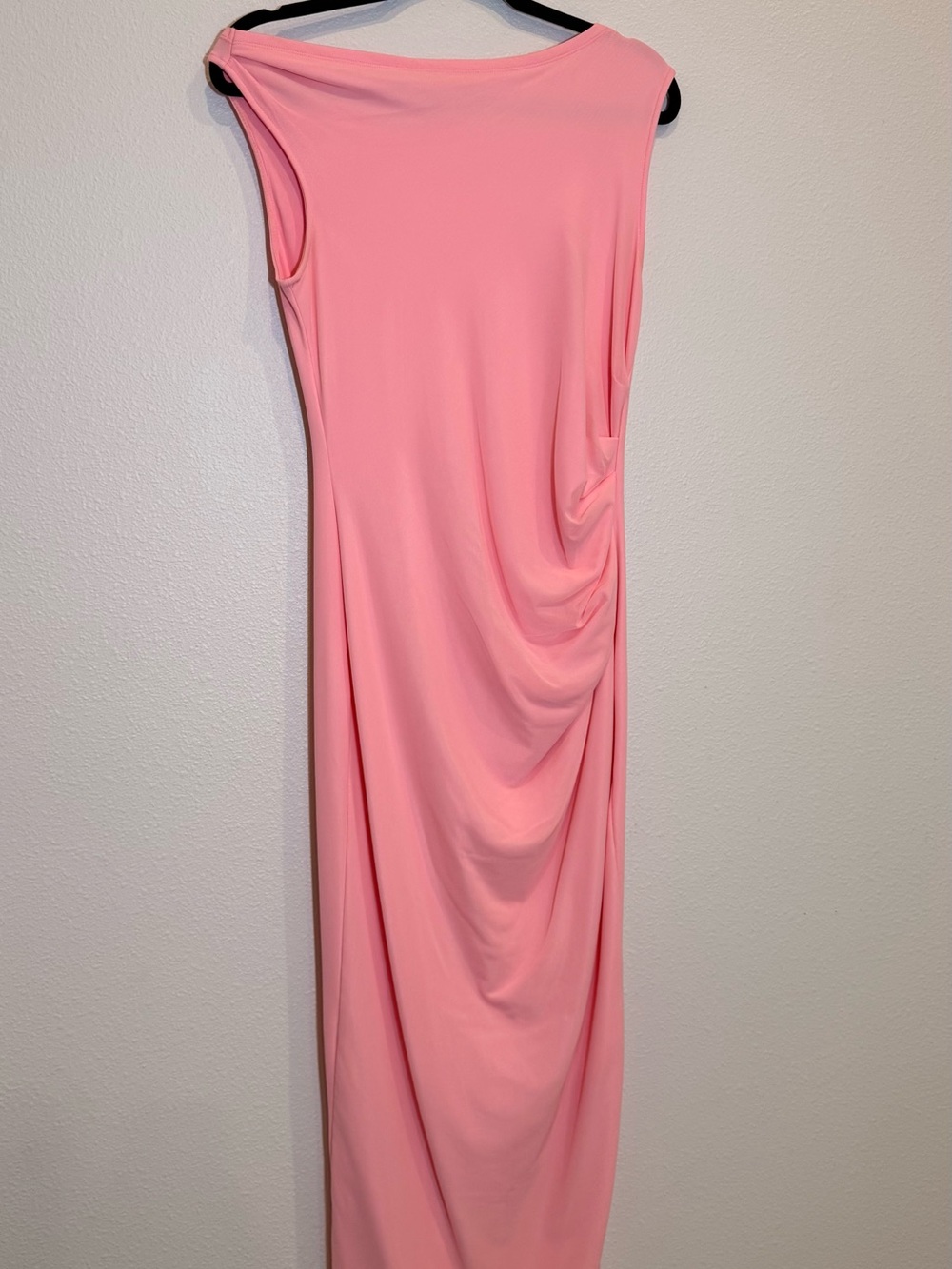 Sleeveless Pink Maxi Dress with Side Drape